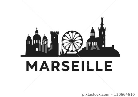 Marseille city skyline with iconic buildings and landmarks 130664610