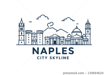 Naples city skyline with iconic buildings and landmarks 130664620