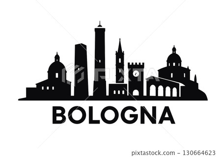 Bologna city skyline with iconic buildings and landmarks 130664623