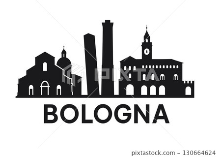 Bologna city skyline with iconic buildings and landmarks 130664624