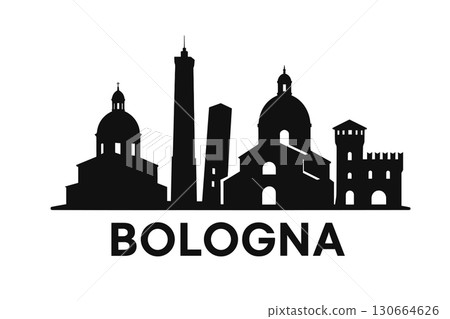 Bologna city skyline with iconic buildings and landmarks 130664626