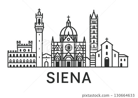 Siena city skyline with iconic buildings and landmarks Siena city skyline with iconic buildings and landmarks 130664633