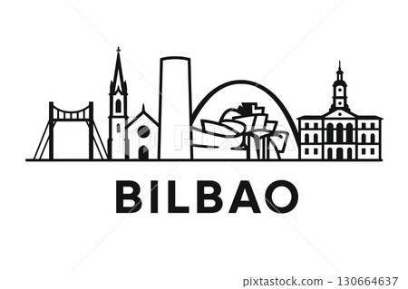 Bilbao city skyline with iconic buildings and landmarks Bilbao city skyline with iconic buildings and landmarks 130664637