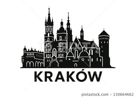 Krak?w city skyline with iconic buildings and landmarks 130664662