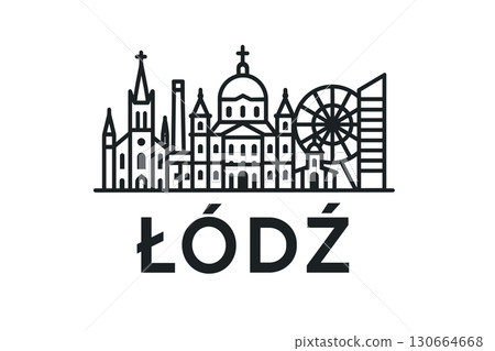 L?dz city skyline with iconic buildings and landmarks L?dz city skyline with iconic buildings and landmarks 130664668
