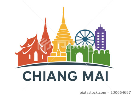 Chiang Mai city skyline with iconic buildings and landmarks Chiang Mai city skyline with iconic buildings and landmarks 130664697