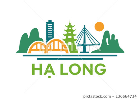 Ha Long city skyline with iconic buildings and landmarks 130664734