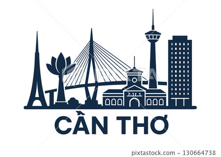 Can Tho city skyline with iconic buildings and landmarks 130664738