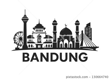 Bandung city skyline with iconic buildings and landmarks Bandung city skyline with iconic buildings and landmarks 130664740
