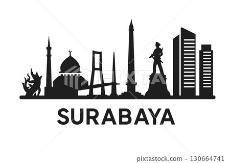 Surabaya city skyline with iconic buildings and landmarks Surabaya city skyline with iconic buildings and landmarks 130664741
