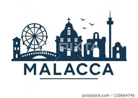 Malacca city skyline with iconic buildings and landmarks Malacca city skyline with iconic buildings and landmarks 130664746