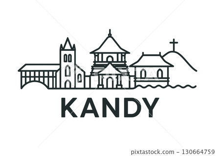 Kandy city skyline with iconic buildings and landmarks 130664759
