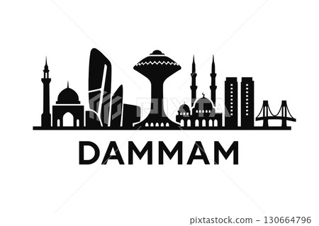Dammam city skyline with iconic buildings and landmarks 130664796