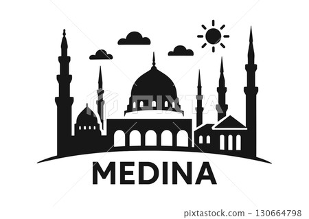 Medina city skyline with iconic buildings and landmarks 130664798