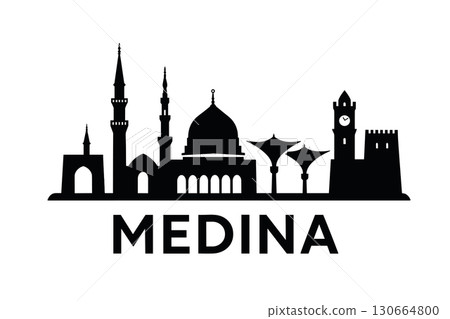 Medina city skyline with iconic buildings and landmarks 130664800