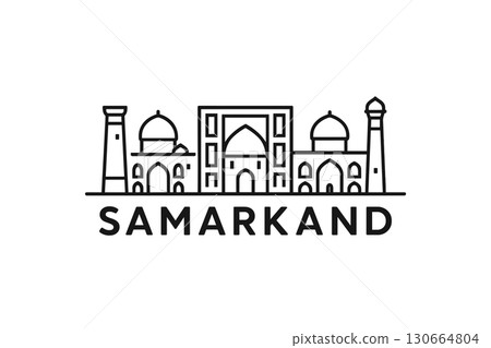 Samarkand city skyline with iconic buildings and landmarks 130664804