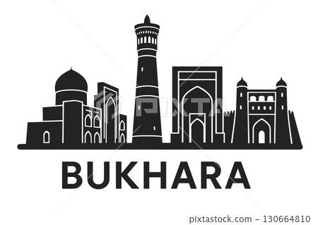 Bukhara city skyline with iconic buildings and landmarks 130664810