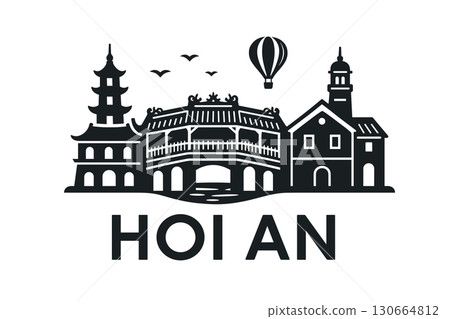 Hoi An city skyline with iconic buildings and landmarks 130664812