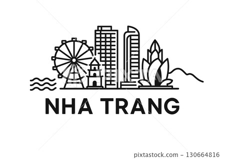 Nha Trang city skyline with iconic buildings and landmarks 130664816
