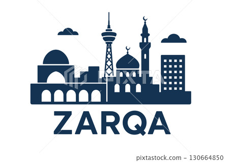 Zarqa city skyline with iconic buildings and landmarks 130664850