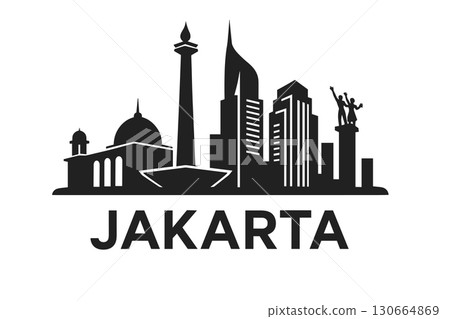 Jakarta city skyline with iconic buildings and landmarks Jakarta city skyline with iconic buildings and landmarks 130664869