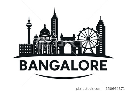 Bangalore city skyline with iconic buildings and landmarks Bangalore city skyline with iconic buildings and landmarks 130664871