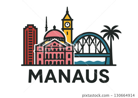 Manaus city skyline with iconic buildings and landmarks Manaus city skyline with iconic buildings and landmarks 130664914