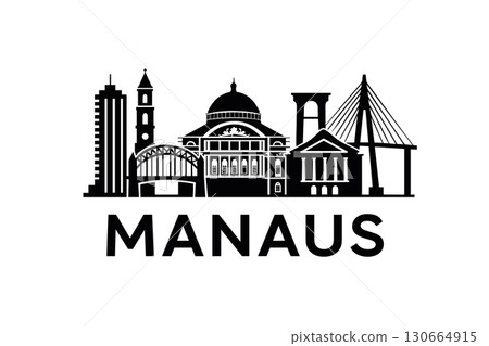 Manaus city skyline with iconic buildings and landmarks 130664915