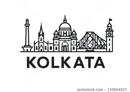 Kolkata city skyline with iconic buildings and landmarks 130664925