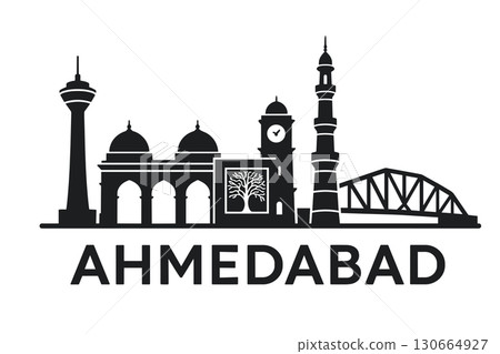 Ahmedabad city skyline with iconic buildings and landmarks Ahmedabad city skyline with iconic buildings and landmarks 130664927