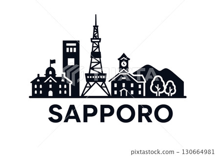 Sapporo city skyline with iconic buildings and landmarks 130664981