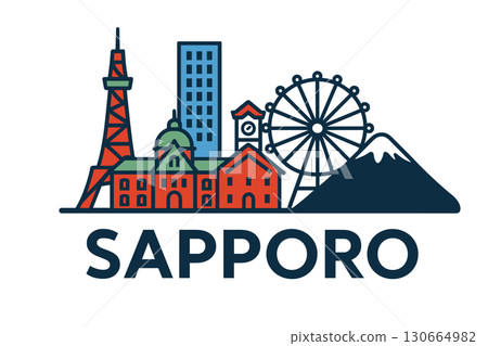 Sapporo city skyline with iconic buildings and landmarks 130664982