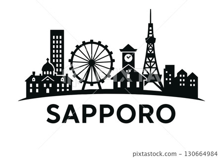 Sapporo city skyline with iconic buildings and landmarks 130664984