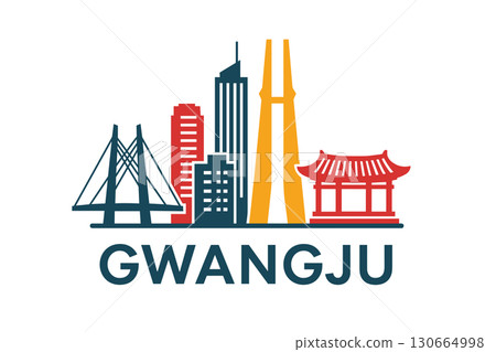 Gwangju city skyline with iconic buildings and landmarks 130664998