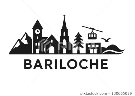 Bariloche city skyline with iconic buildings and landmarks Bariloche city skyline with iconic buildings and landmarks 130665059
