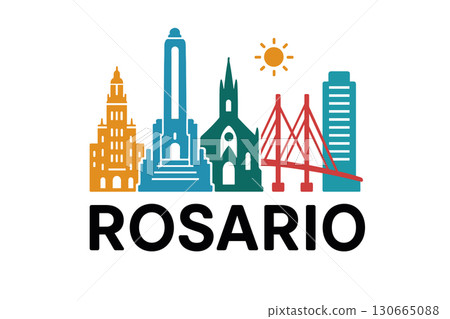 Rosario city skyline with iconic buildings and landmarks 130665088