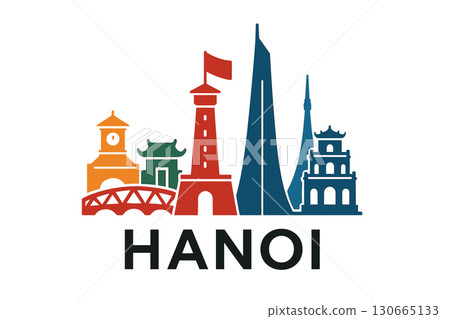 City skyline with iconic buildings and landmarks of Hanoi City skyline with iconic buildings and landmarks of Hanoi 130665133