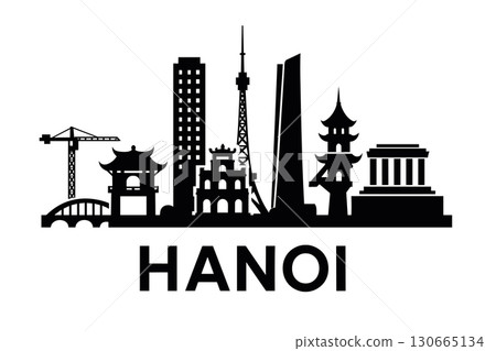 City skyline with iconic buildings and landmarks of Hanoi 130665134