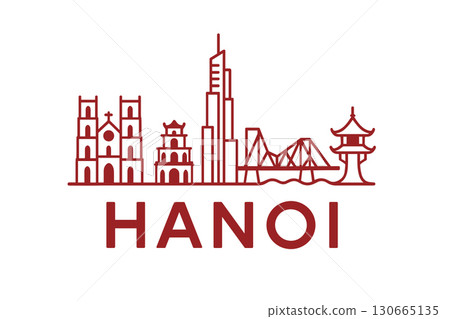 City skyline with iconic buildings and landmarks of Hanoi City skyline with iconic buildings and landmarks of Hanoi 130665135