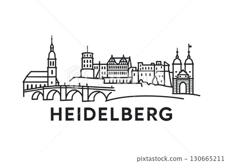City skyline with iconic buildings and landmarks of Heidelberg 130665211