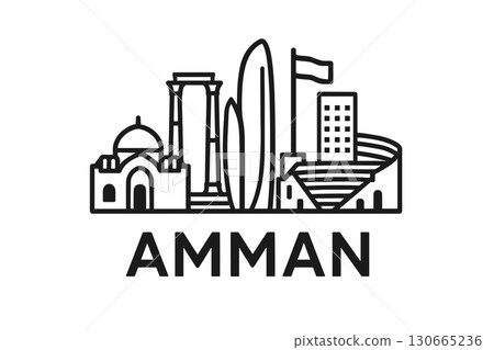 Amman city skyline with iconic buildings and landmarks 130665236
