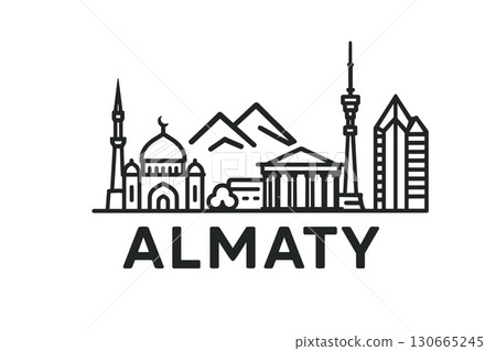 Almaty city skyline with iconic buildings and landmarks Almaty city skyline with iconic buildings and landmarks 130665245