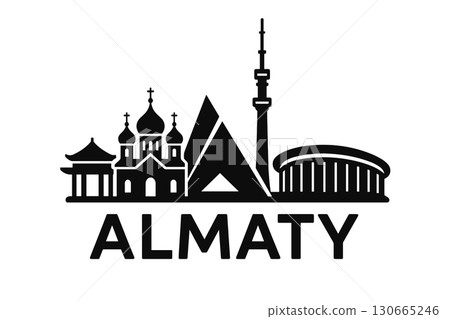 Almaty city skyline with iconic buildings and landmarks Almaty city skyline with iconic buildings and landmarks 130665246