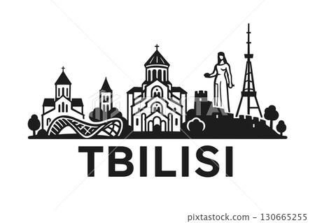 City skyline with iconic buildings and landmarks of Tbilisi 130665255