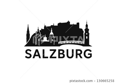 City skyline with iconic buildings and landmarks of Salzburg 130665258