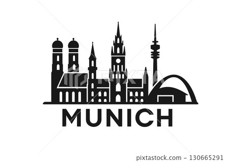 City skyline with iconic buildings and landmarks of Munich 130665291