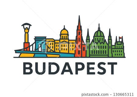 City skyline with iconic buildings and landmarks of Budapest City skyline with iconic buildings and landmarks of Budapest 130665311