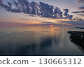 Sunset clouds over the Adriatic coast. Istria, Croatia. 130665312