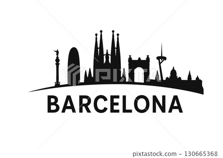 Barcelona skyline with Sagrada Familia and modernist architecture 130665368