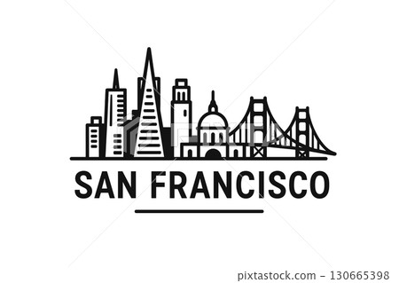 San Francisco skyline with Golden Gate and Transamerica Pyramid 130665398